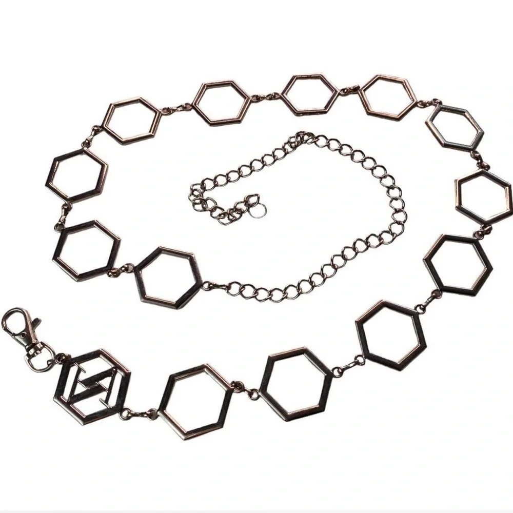 Vintage Silver Hexagon Chain Belt